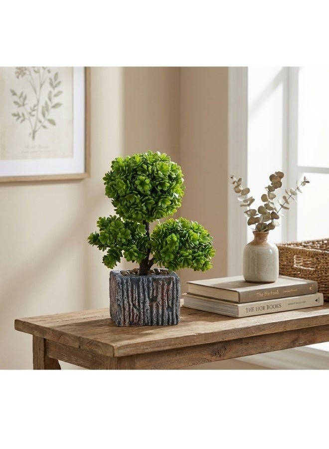 نبتة اصطناعية واقعية في وعاء حجري - شجرة داخلية صناعية للمنزل والمكتب والمكتب والاستقبال وغرفة المعيشة وتزيين الفنادق - لا تحتاج إلى صيانة، خفيفة الوزن وأنيقة 8 × 9 × 28 سم - Image 2